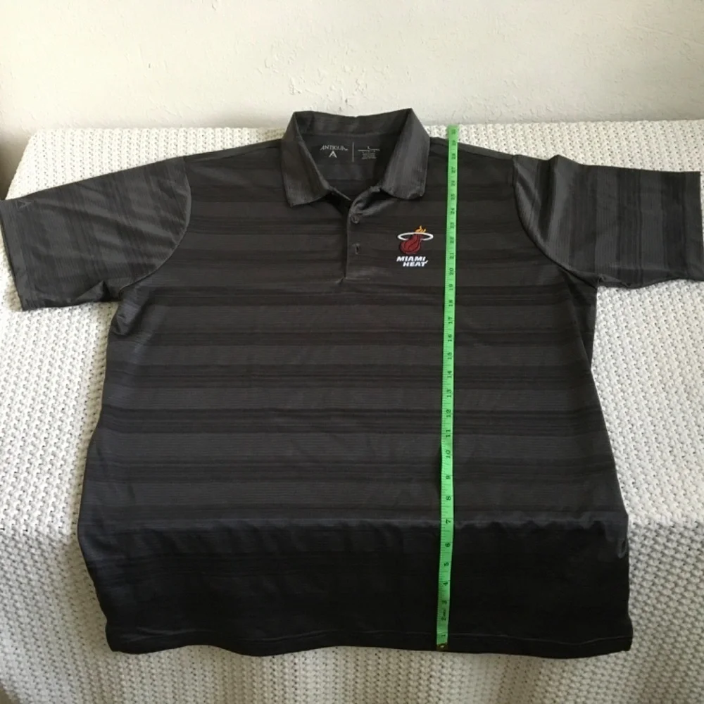 ANTIGUA MIAMI HEAT DRY FIT MENS LARGE POLO, GRAY